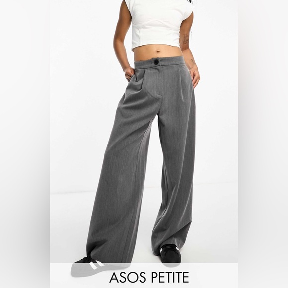 ASOS | PETITE Relaxed Wide-Leg Dad Pants - Picture 1 of 6